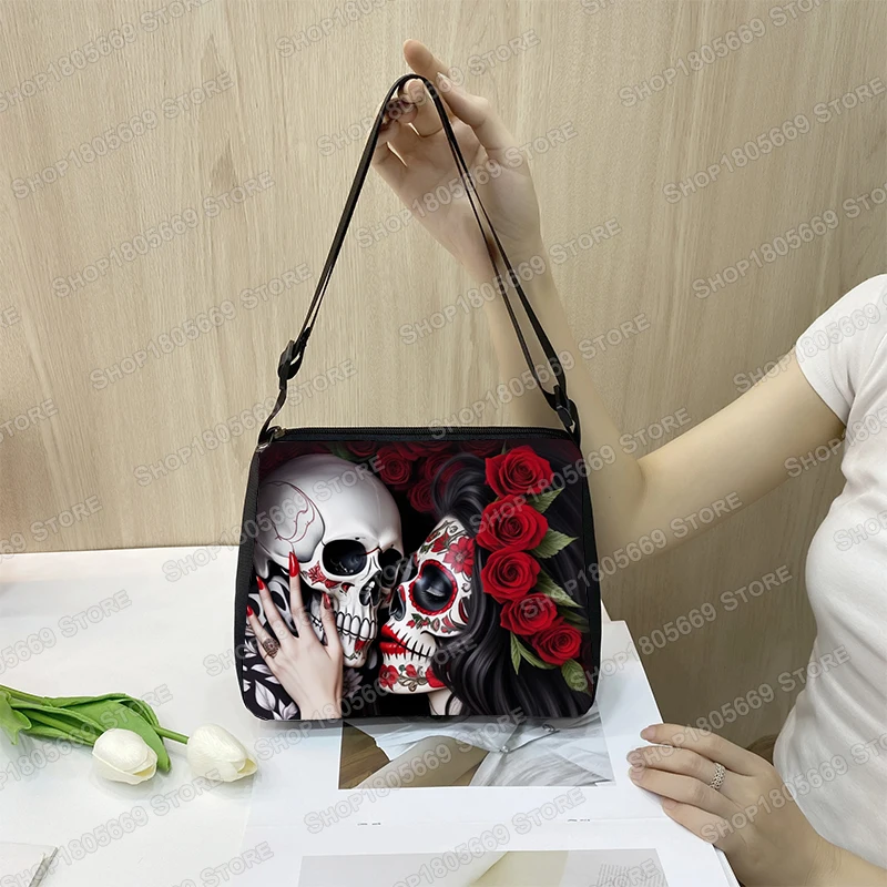 Fantasy Witch Black Cat Shoulder Bag Gothic Angel Death Skull Women Handbags for Travel Phone Purse Holder Harajuku Shopper Bags — zdjęcie 3