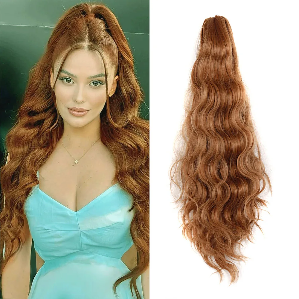 Ponytail Hair Extension Long Water Wave Synthetic Ponytails Claw Jaw Clip On Hair for Women Daily Use Party Accessory