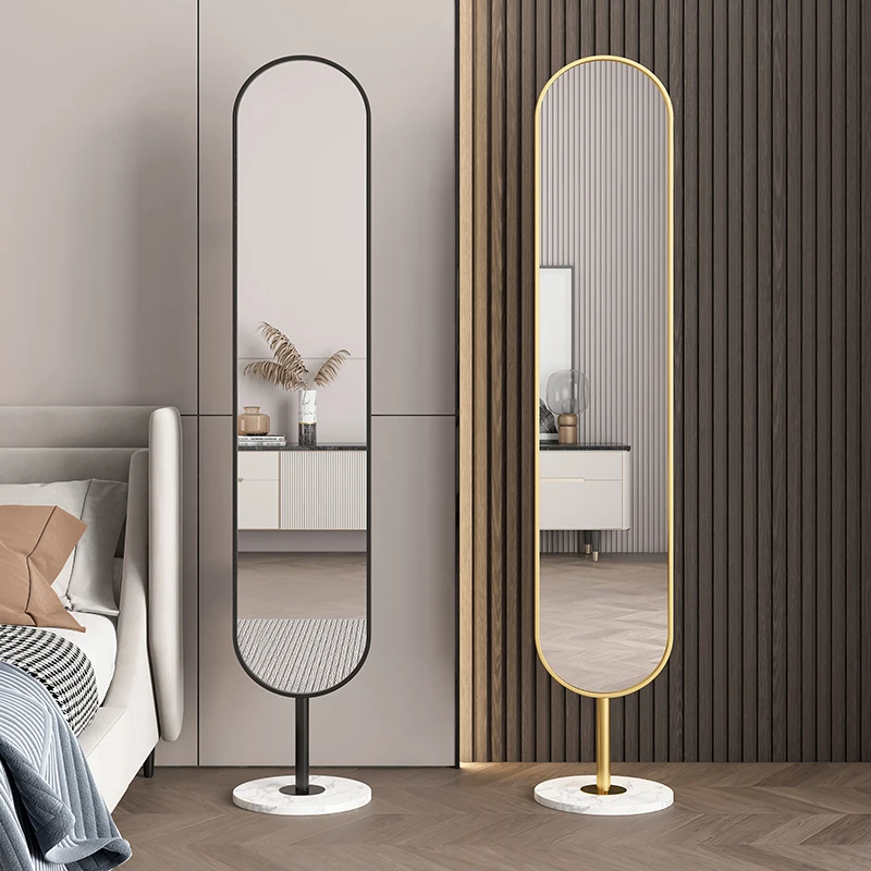 Light luxury full-length mirror full-body floor mirror household rotating girls' bedroom storage hanger decorative mirror