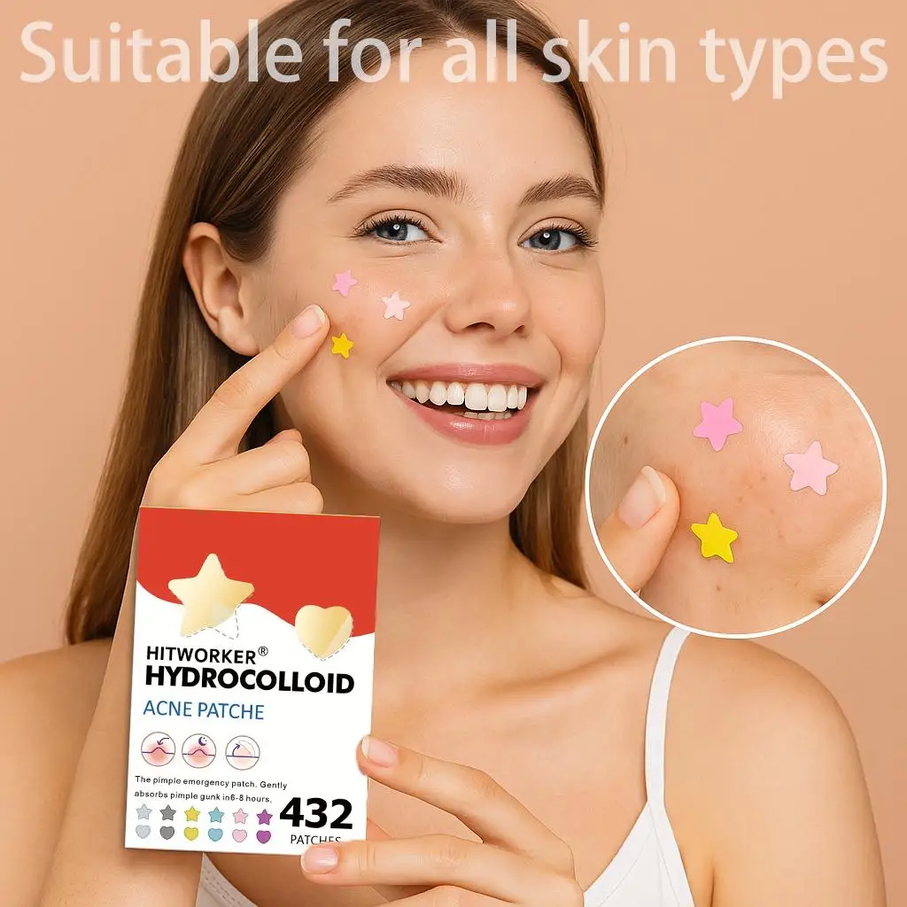 432 عدد رقعة حب الشباب، خالية من الكحول، خالية من العطور، لطيفة وفعالة، تستخدم لتغطية حب الشباب والخافتات، رقعة بقعة الوجه #4