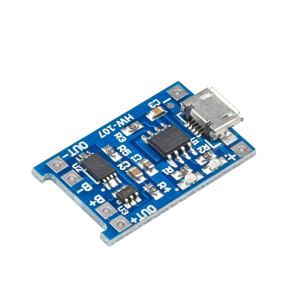 Placa de carregador de bateria de lítio tc4056a 5v 1a com proteção para baterias de lítio 3.6v/3.7v 18650 entrada micro usb