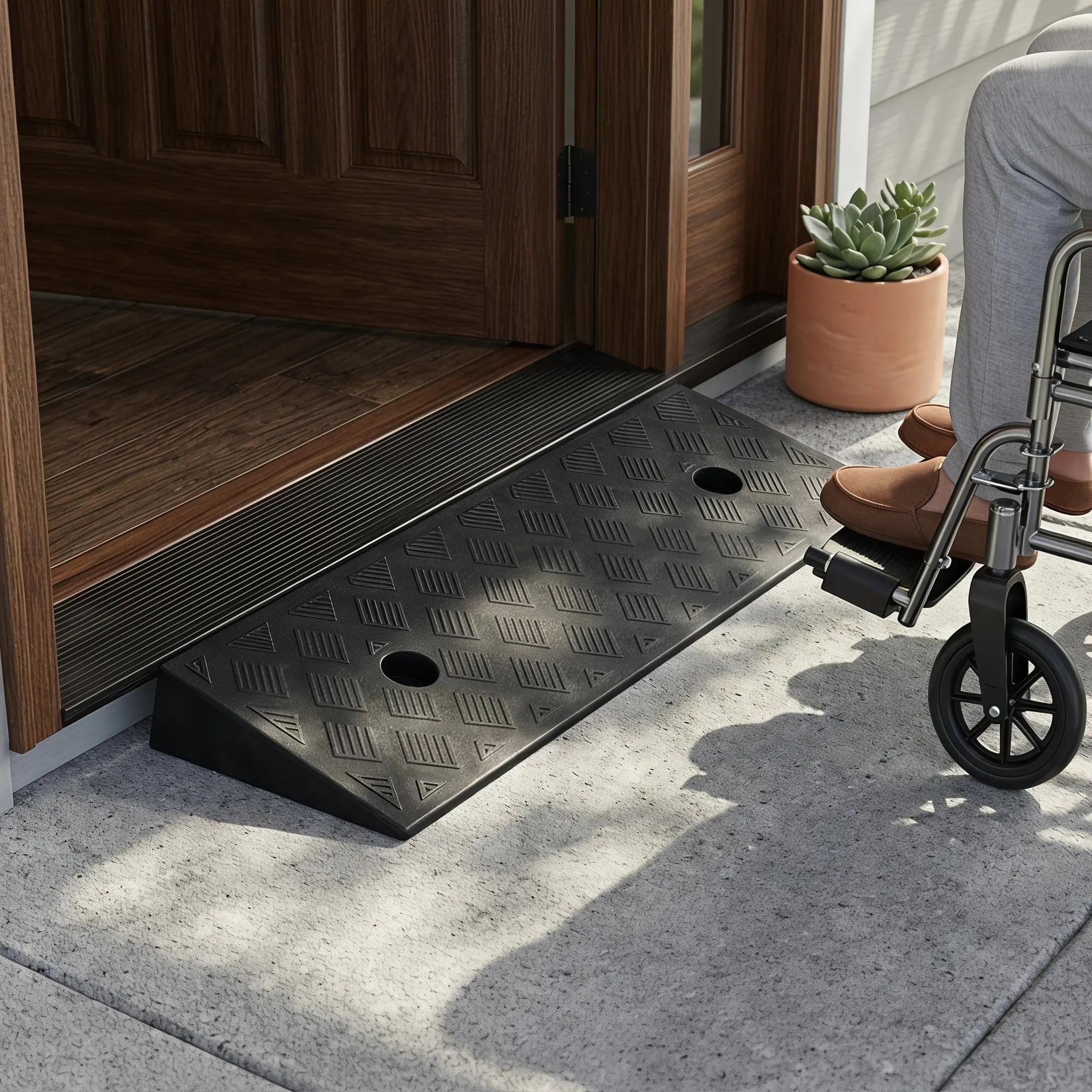 2Pcs Heavy Duty Plastic Curb Ramp for Cars Suvs Atvs Wheelchairs Threshold Driveway Entry Ramp Nonslip Surface Quick Install