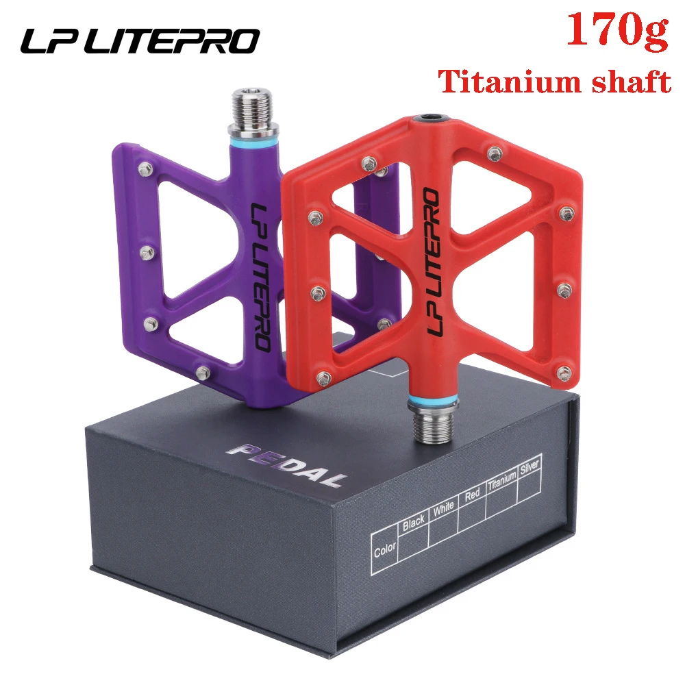 Lp litepro MTB Bicycle Pedal Ultralight Sealing Bearing Road Bicycle Nylon Road bmx Pedal Flat Bicycle Titanium Shaft 170g