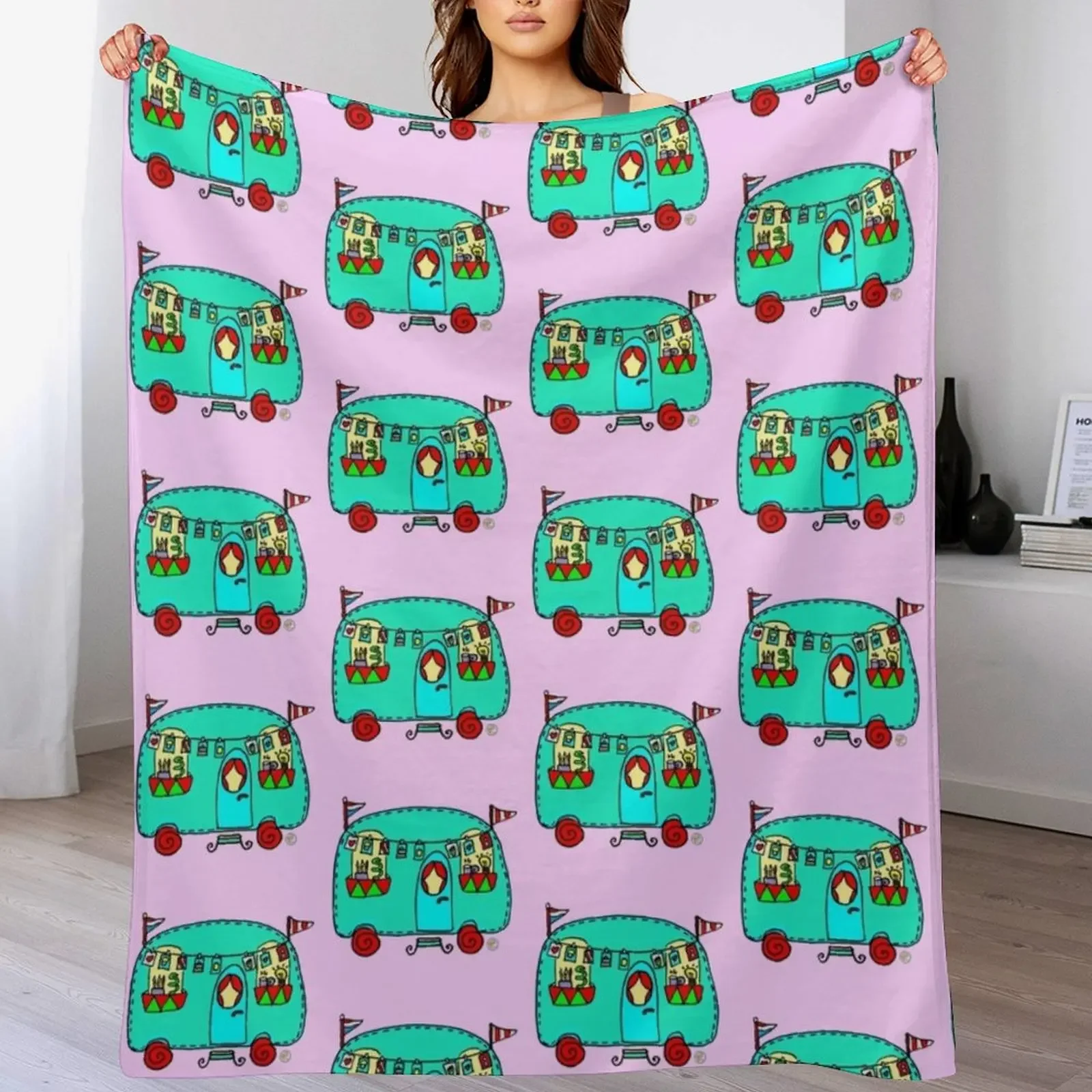 

Caravan pattern Throw Blanket for babies Bed linens Extra Large Throw Camping Blankets