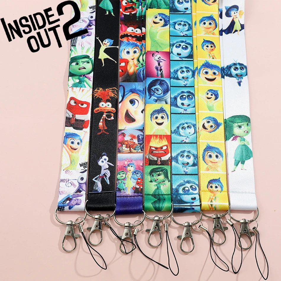 inside out 2 Lanyards Keychain Cartoon Movie Lanyards for Key Neck Strap For Card Keyring Accessories Gifts Credential Holder