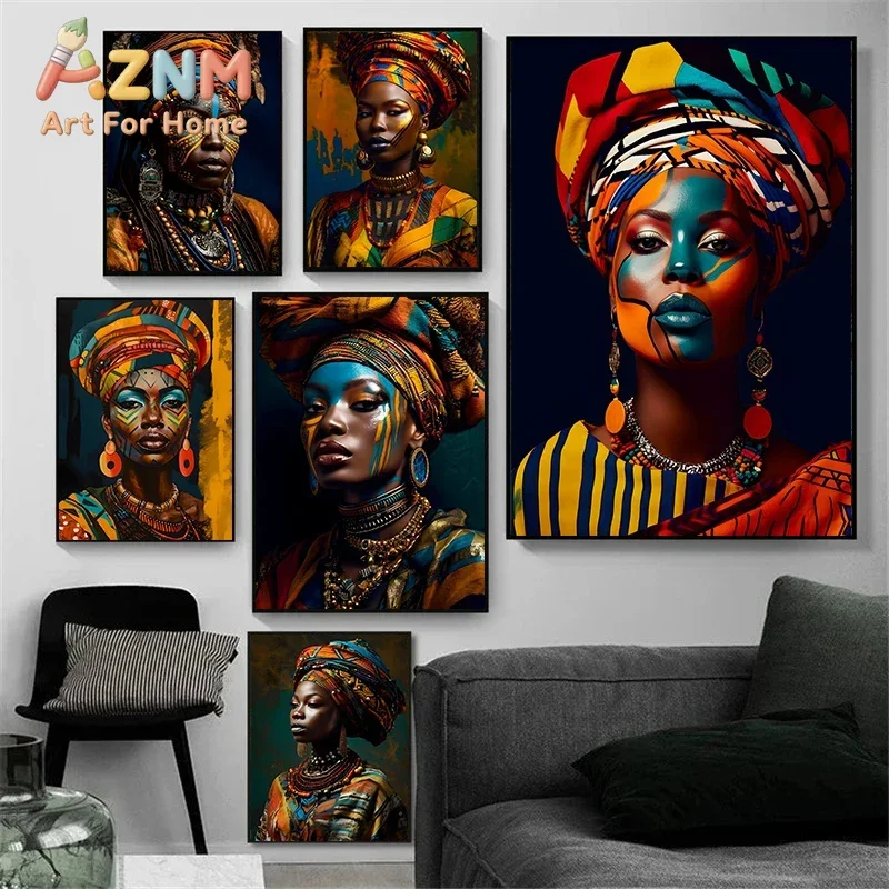 Graffiti Abstract Style African Queen Black Woman Girl Portrait Art Posters Prints Canvas Painting Wall Picture Room Home Decor