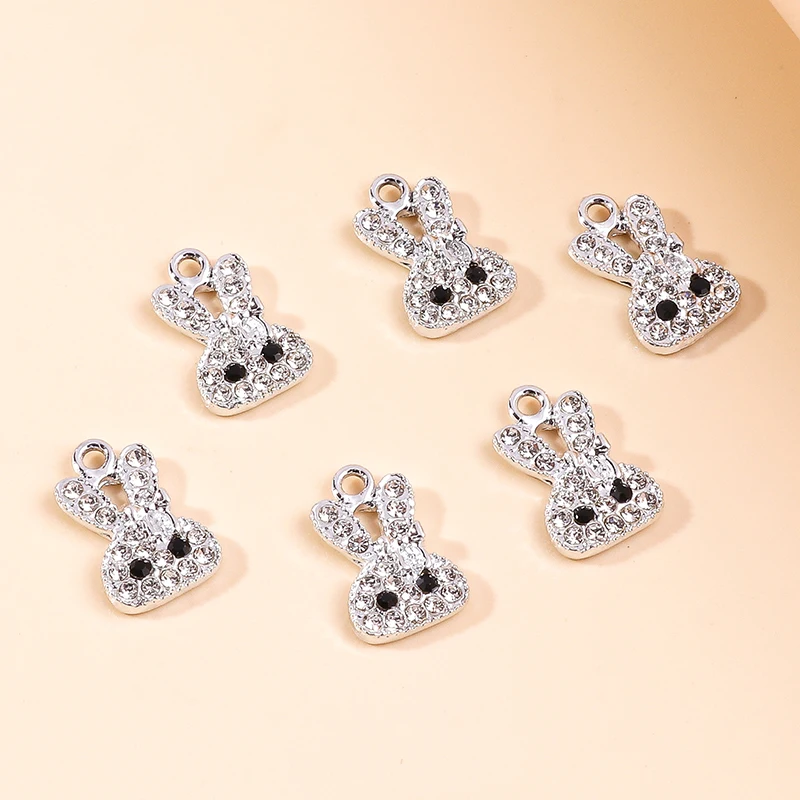 20 Stück 13x20mm Cartoon-Tieranhänger aus Kristalllegierung, Hasenanhänger für Schmuckherstellung, Anhänger, Halsketten, Ohrringe, DIY-Bastelzubehör – Detail 6
