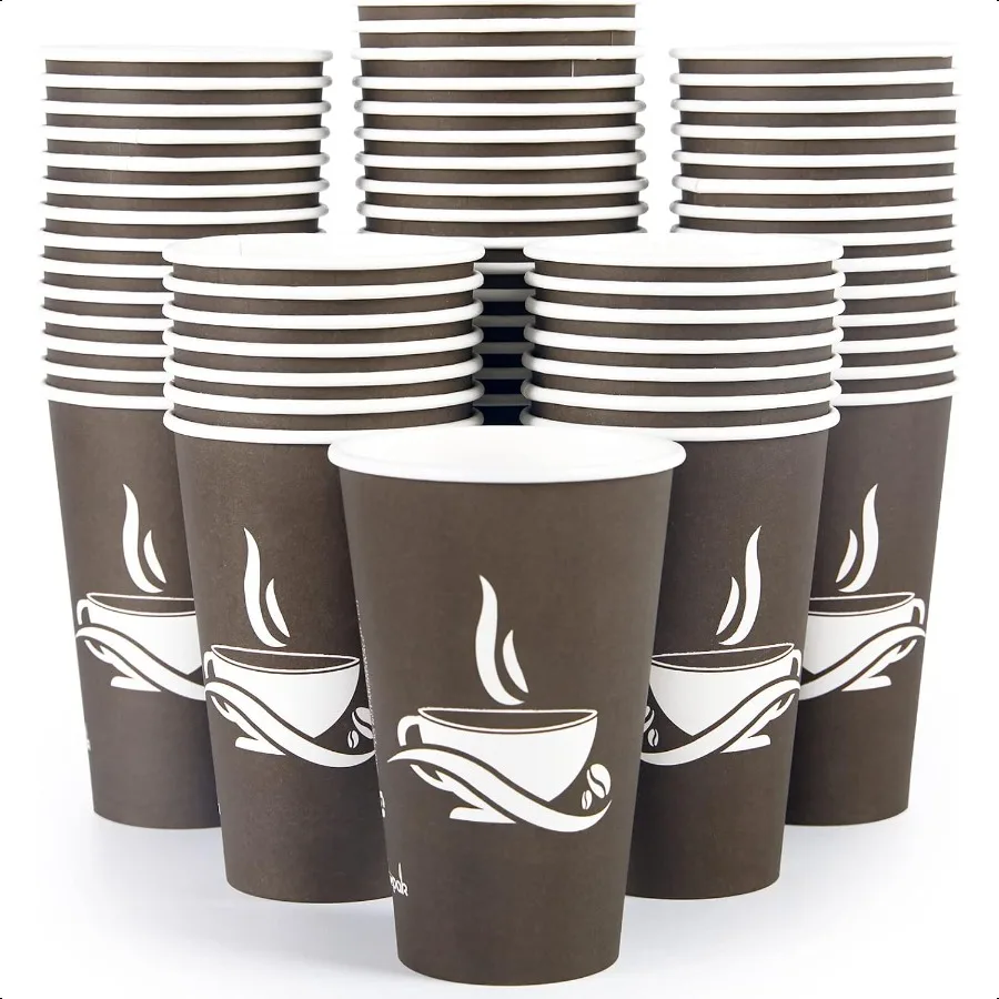 

210 Pack 16 oz Paper Cups Brown Hot Coffee Cups for Party Picnic Travel and Events