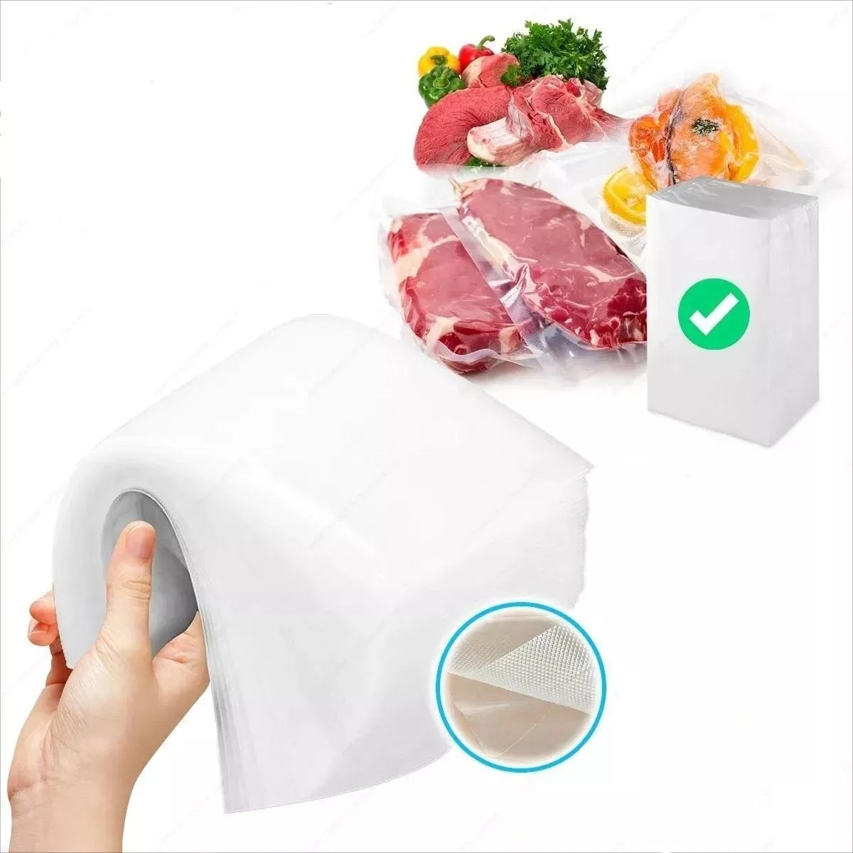 

100pcs Lot BPA-Free Food Vacuum Plastic Sealing Bags Food Preservation Sealed Bag Household Vacuum Sealer Bag