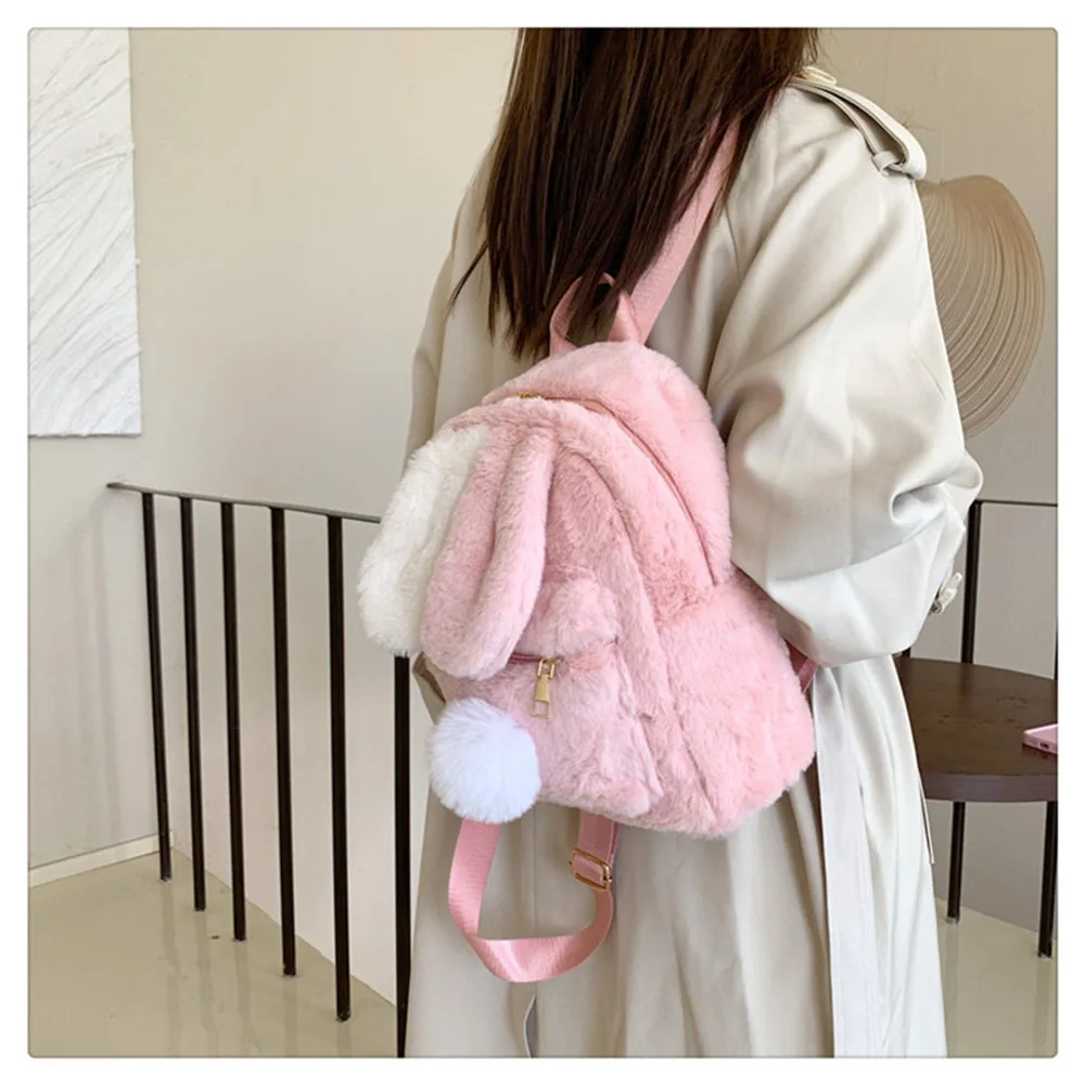 Personalized Plush Backpack For Women In Autumn And Winter, New Cute Rabbit Ears, Plush Women\'s Backpack, Plush Bag