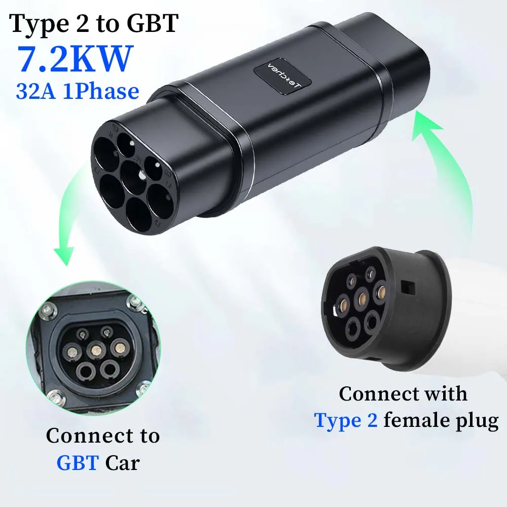 Teschev 32A 7.2KW EV 커넥터 유형 2-GBT 22KW Conventor 용 유형 1-유형 2 충전용 EV 충전기 어댑터 썸네일 5