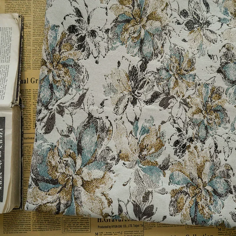 

Окрашенная в пряжу жаккардовая ткань контрастного цвета с большим цветком Кикё, осень-зима, женское платье, рубашка, сумка, подушка, ткань для шитья своими руками