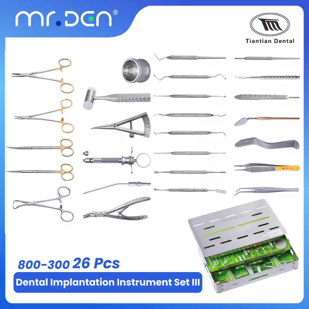 

TIANTIAN Dental Implant 26Pcs Tool Kit Oral Surgery Basic Set with Disinfection Box