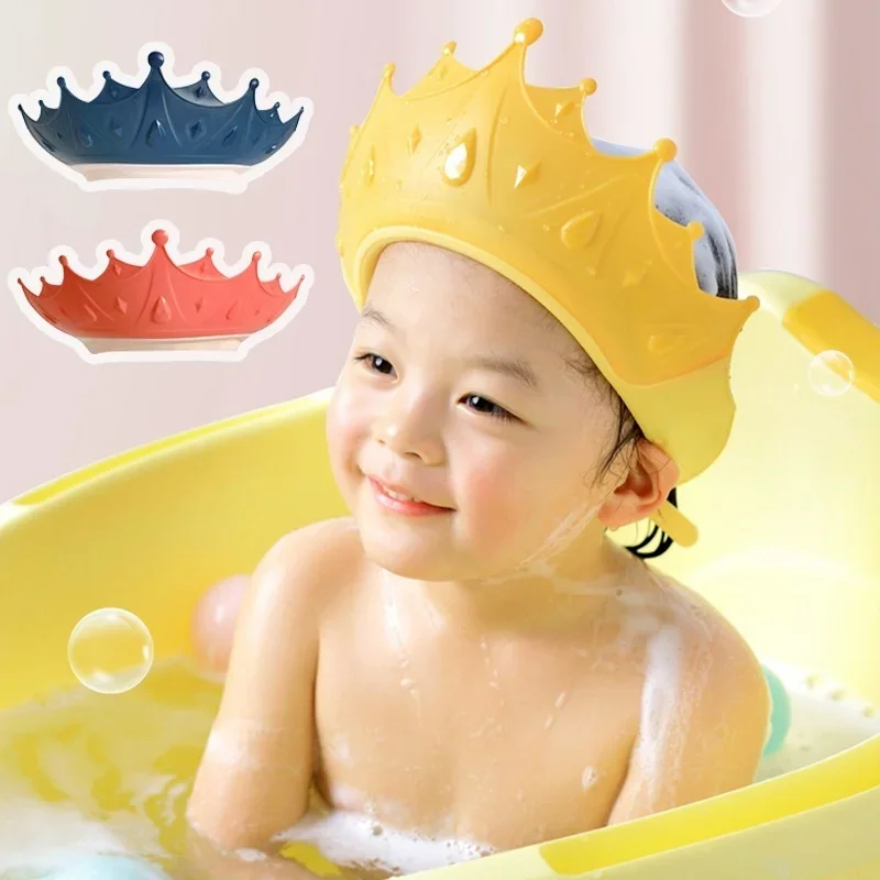 Adjustable Baby Shower Shampoo Cap Crown Shape Wash Hair Shield Hat for Baby Ear Protection Safe Children Shower Head Cover