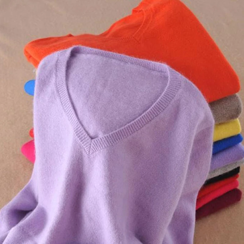 

Cashmere Sweater 2023 Spring Autumn V-neck knitted Winter Sweater women sweaters and pullovers pull femme hiver jumper pullover