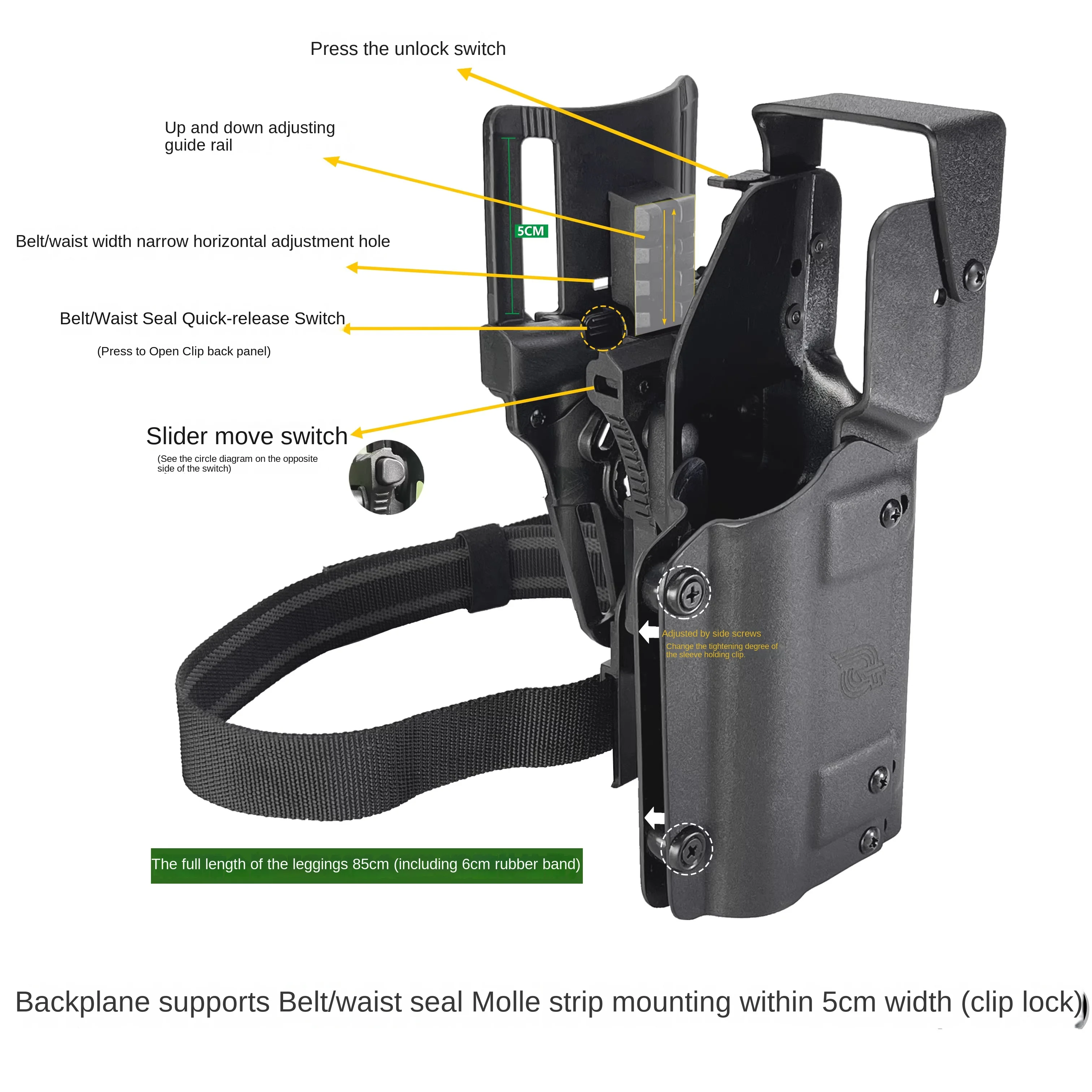 Universal Light Model Undermount Flashlight Holster 6354do Compatible with VP9T P99 P320 P1 Glock TLR1 X300D66
