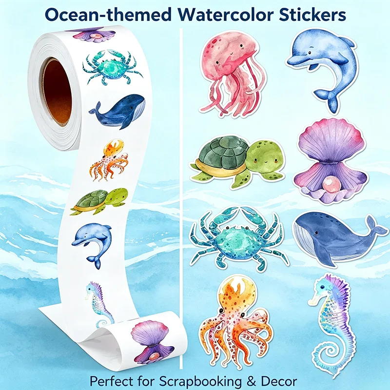 

100-500PCS New Stickers Animal Stickers Small Roll Packaging Pack Rolling Stickers Photocard Decor Lables TZ312