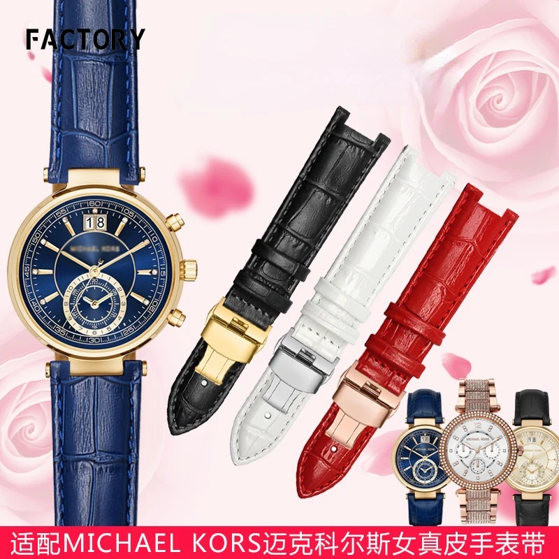 Genuine Leather Watch Band for Michael Kors Mk5774 2425/43 Starry Sky Concave Female Real Leather Watch Strap Mike Coles