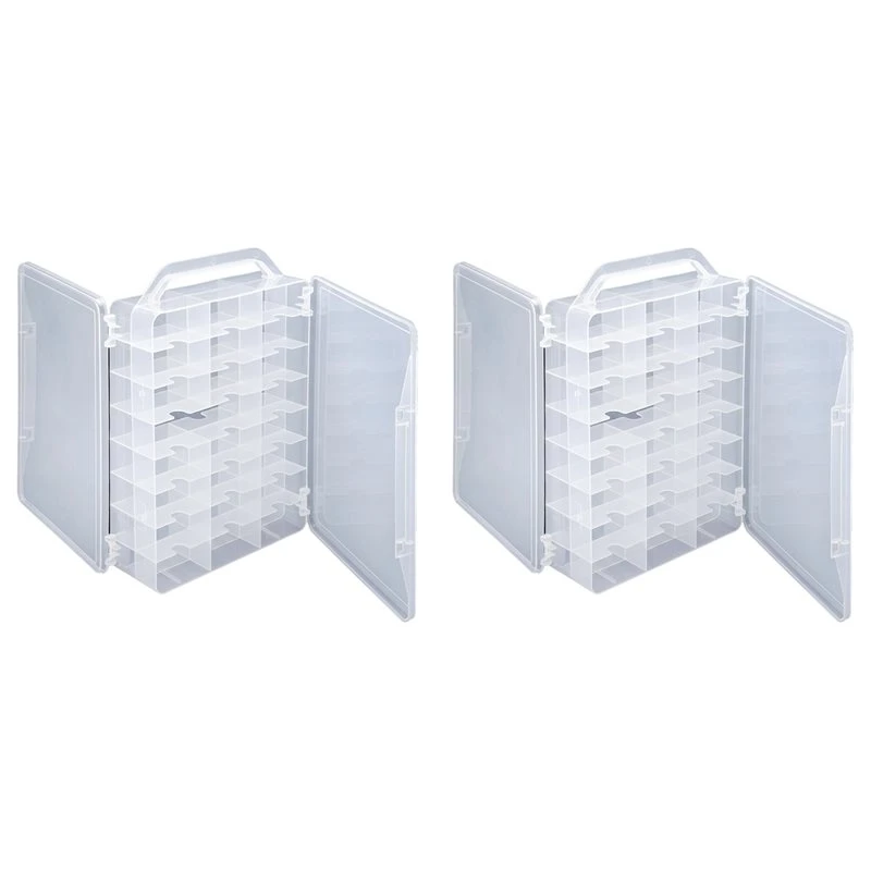 2X Double Sided 46 Grids Sewing Organizer,Sewing Spool Thread Storage Box, For Embroidery Floss, Jewelry