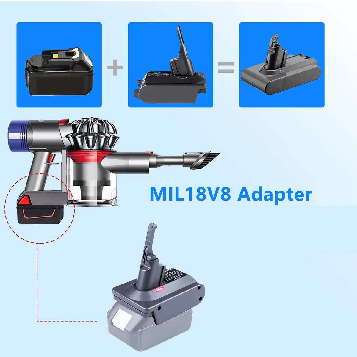 Imagem -03 - Adaptador v7 v8 para Makita 18v Bateria de Íon de Lítio Converter para Dyson v7 v8 Ferramenta Uso para Dyson v8 Série