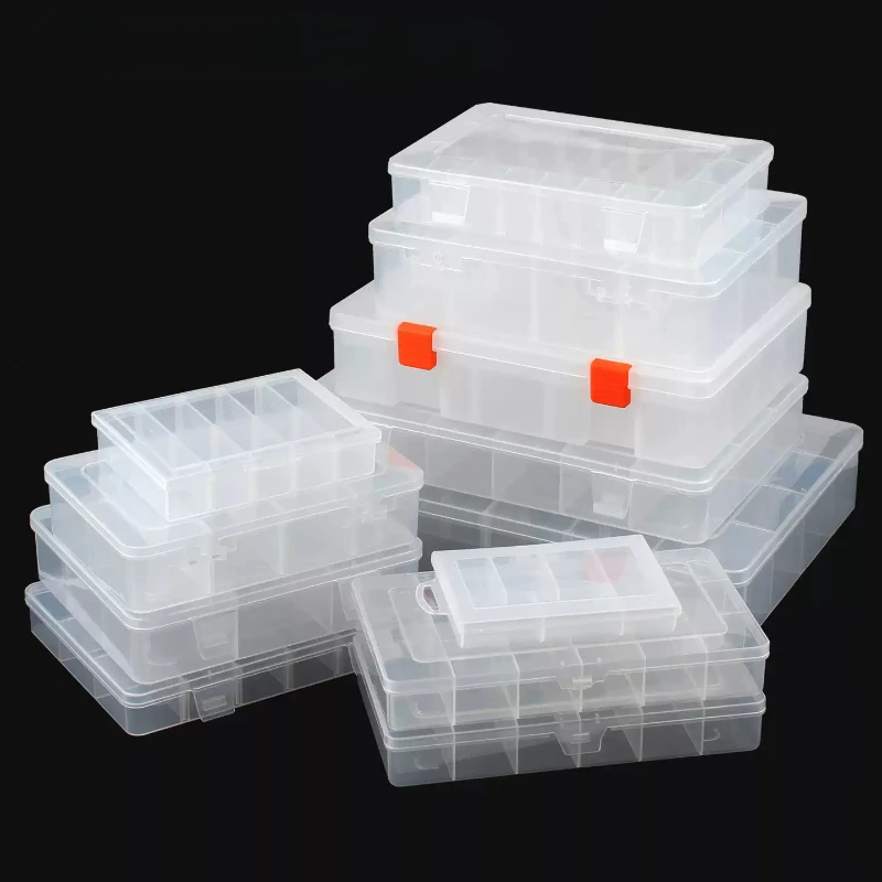 Clear Plastic Storage Box Detachable Dividers Organizer Box Empty Earring Storage Organizer Display Case for Beads