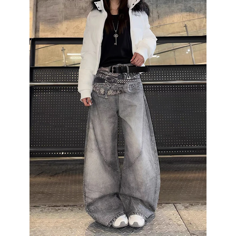 

YIBASHU женские мешковатые джинсы-карго Y2K American High Street Harajuku 2000-х годов уличная одежда эстетика винтажные джинсы брюки одежда