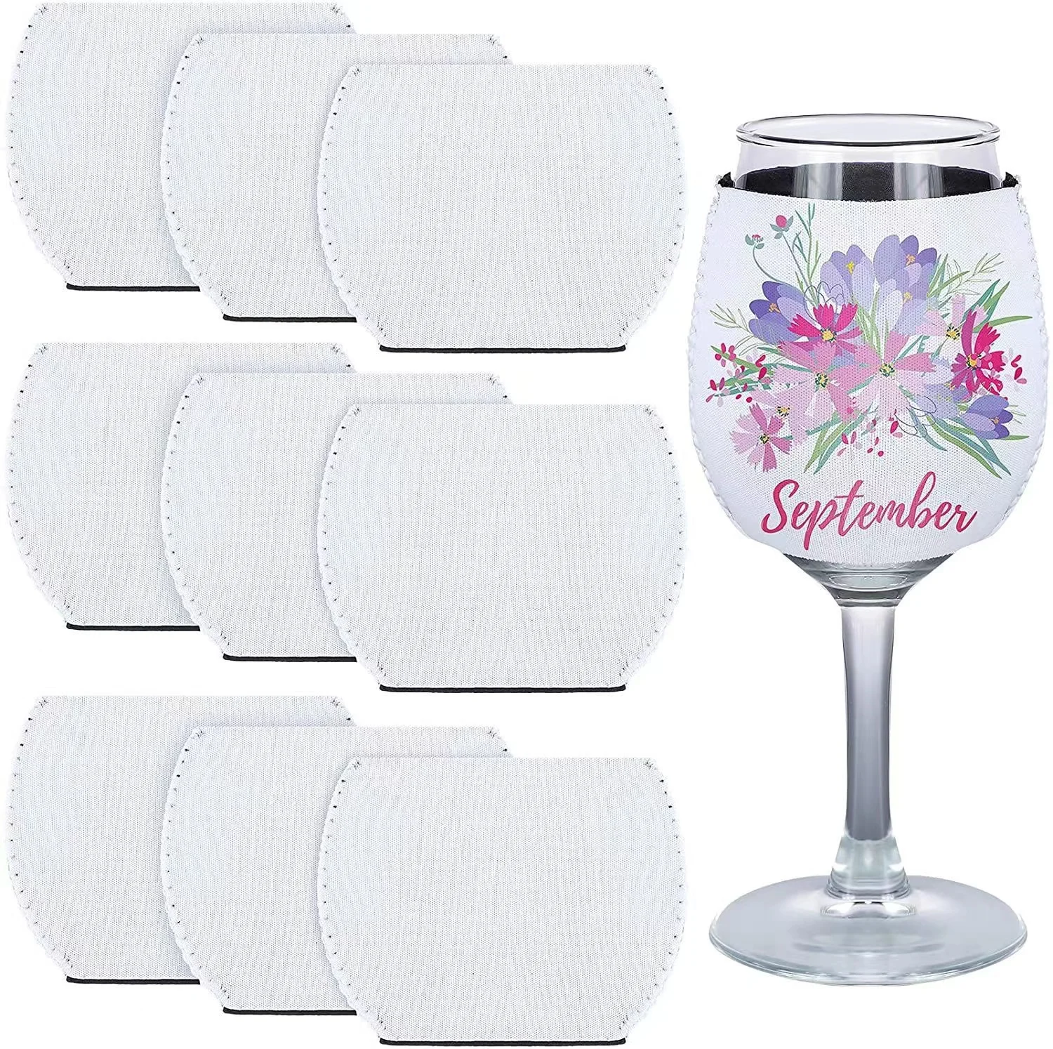 

10pcs Blank Wine Glass Sleeve Sublimation Neoprene Insulator Cover Wine Cup Ornaments For Sublimation Xmas Party Supplies