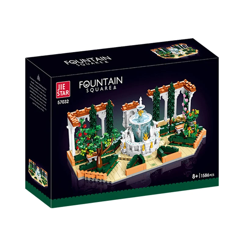 متوفر 57032 MOC شارع عرض نافورة مربع اللبنات الطوب تجميع نموذج البناء الاطفال اللعب هدية الكريسماس مجموعة