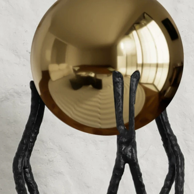 Metal Handicrafts Simulated Human Figure Sculpture Golden Ball Ball-bearer Figurine Metal Figurine Home Decoration Accessories
