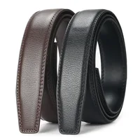 Ceinture décontractée en cuir véritable de haute qualité pour hommes, ceintures à boucle automatique réglables, ceinture à cliquet découpable noir/marron pour hommes 4