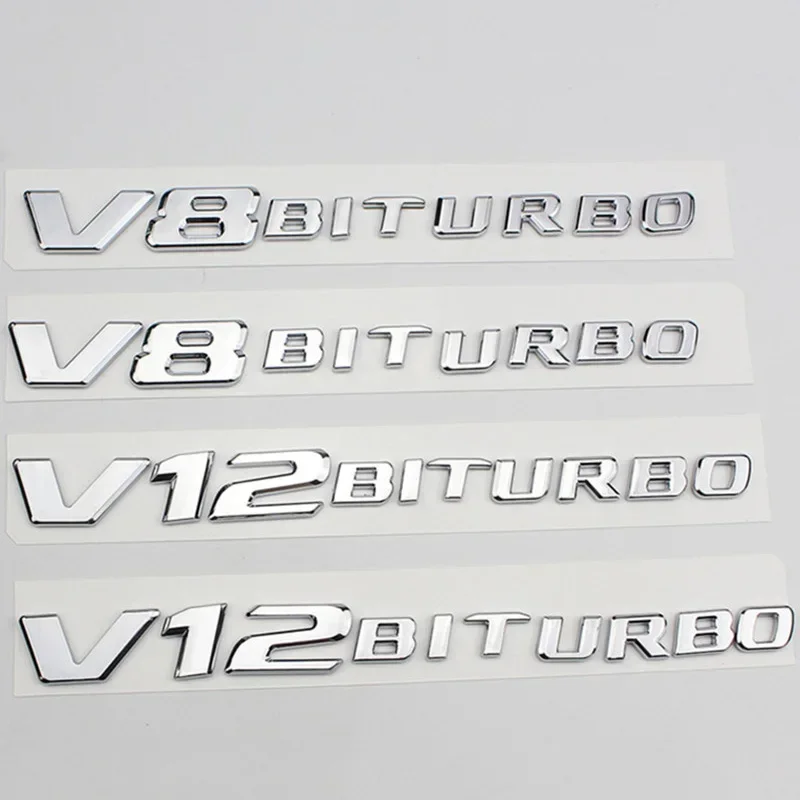 

3D ABS V12 V8 BITURBO Letters Car Side Fender Badge Emblem Sticker For Mercedes Benz AMG C63 E63 W212 W213 S63 S65 G63 G65 ML63