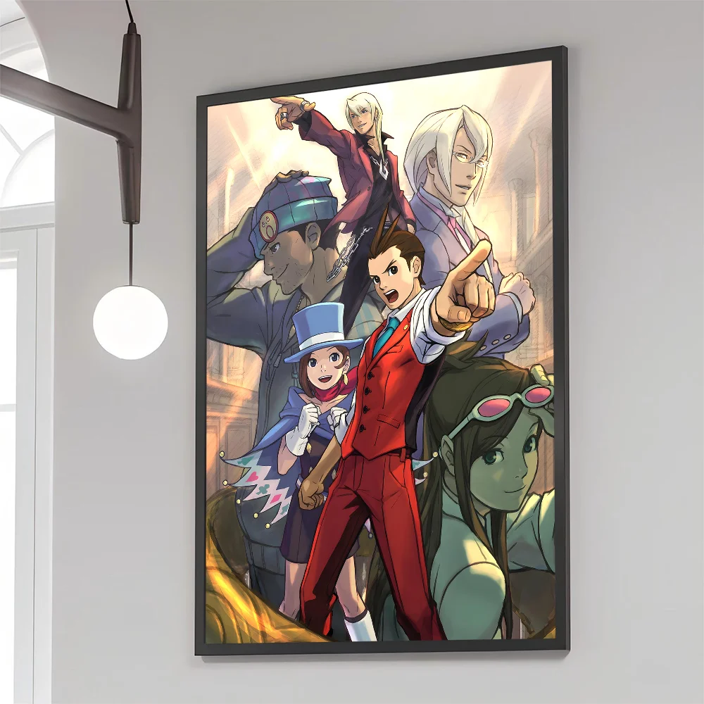 1PC Ace Attorney Anime Poster Movie Sticky Posters Retro Kraft Paper Sticker DIY Room Bar Cafe Aesthetic Art Wall Painting
