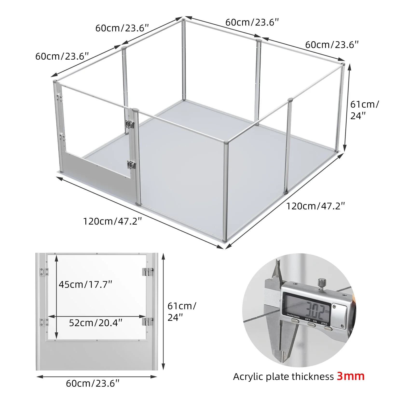 Clôture de parc en acrylique avec coussin de fertilité étanche pour chats, fournitures pour animaux de compagnie PupMED, boîte à stylos de mise bas