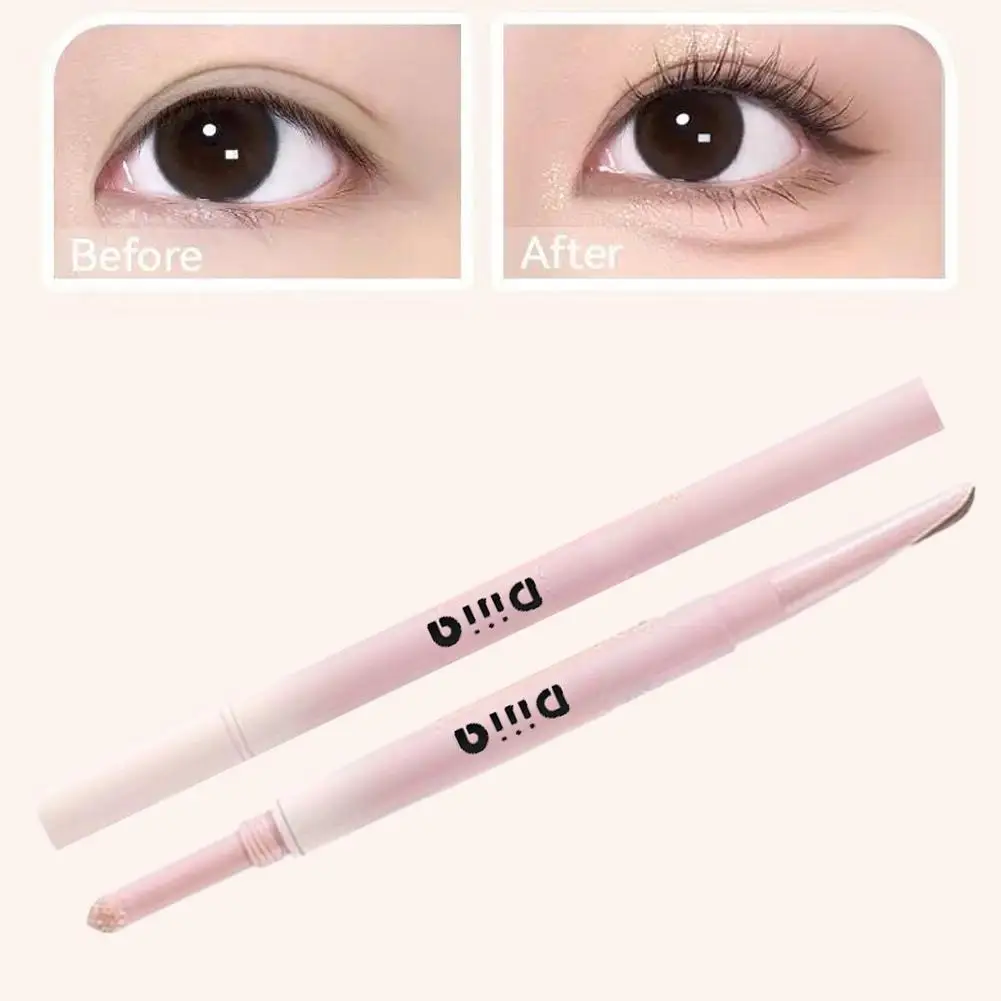 Cabeça dupla fosco rosa deitado seda caneta à prova dwaterproof água natural coreano lápis maquiagem cosmética sombra brilho la d1k0