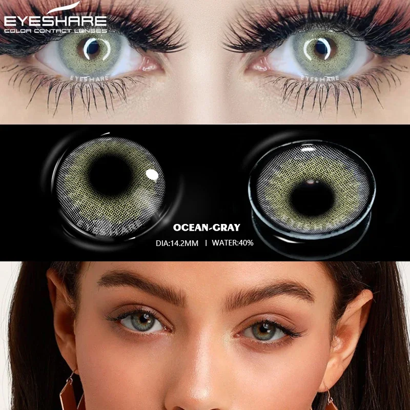 EYESHARE 1 Pair Color Lens Ocean Color Contact Lenses Beautiful Pupil Makeup Contact Lens Yearly Use Cosmetic Beauty Eye Lenses