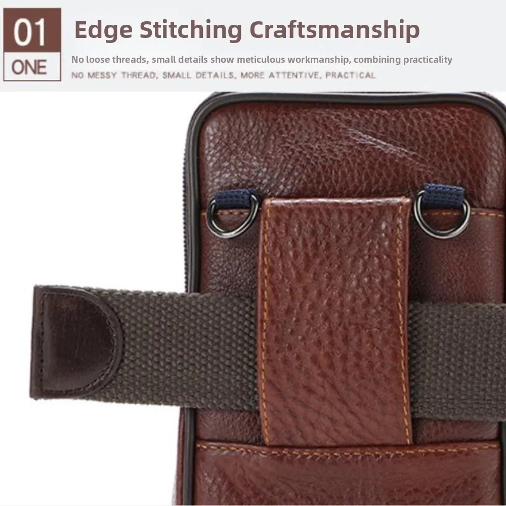 

Large Capacity Mobile Phone Pouch Case Leather Multi-layer Phone Belt Clip Case Waterproof Charming Phone Belt Hanging Pouch