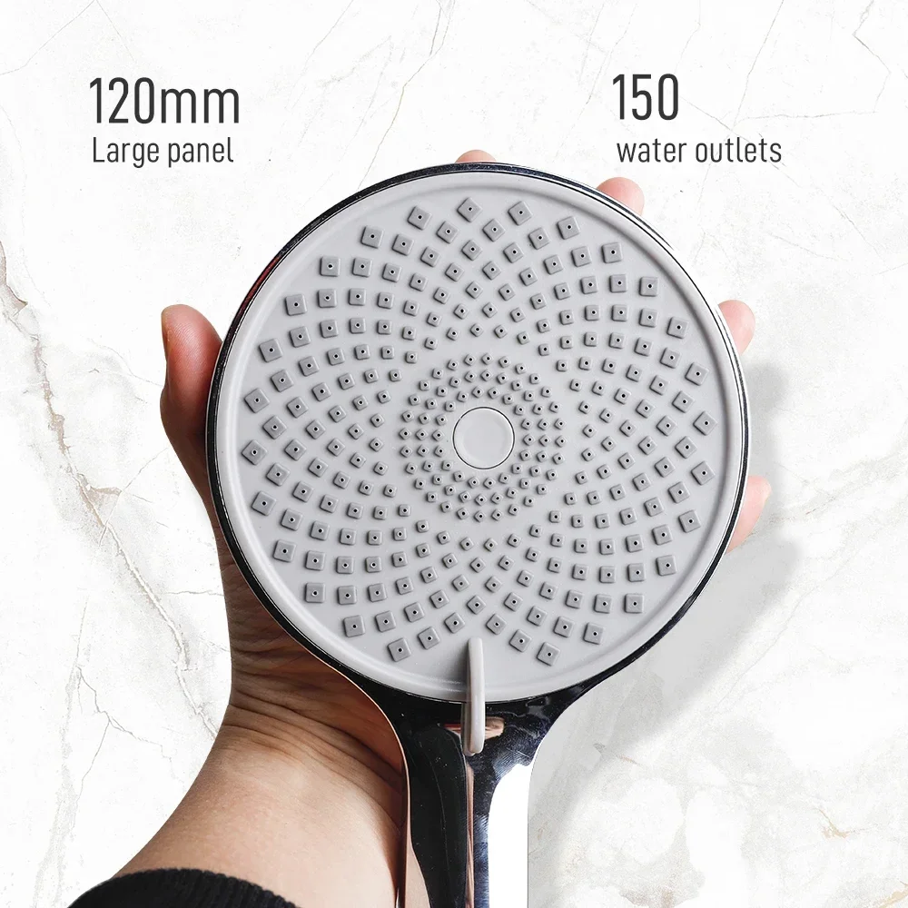 High Pressure Shower Head Handheld 3/5 Modes Multifunction Strong Flow Rain Massage Showerhead long Hose and Adjustable Holder