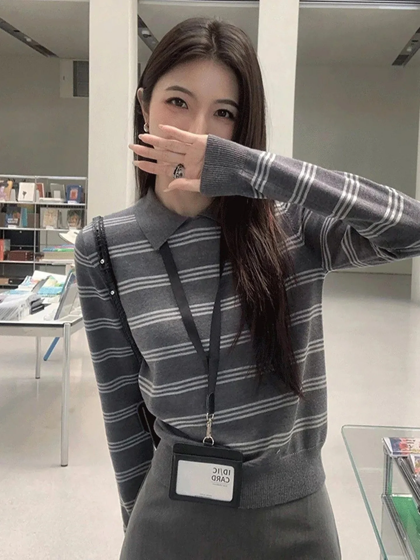 

Вязаный свитер в полоску, женский модный мягкий удобный свитер для поездок на работу, весна 2026, повседневный облегающий длинный свек