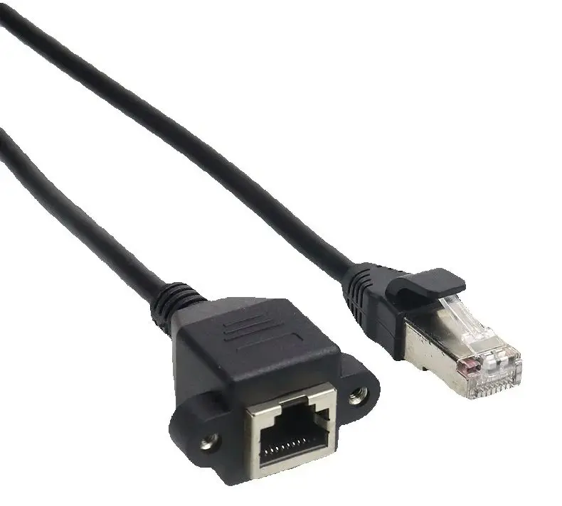 8-pinowy kabel RJ45 męski do żeńskiego przedłużacza sieci Ethernet LAN Śrubowe złącze do montażu panelowego Przedłużacz kabla Cat5E Cat6E RJ 45 — zdjęcie produktu 2