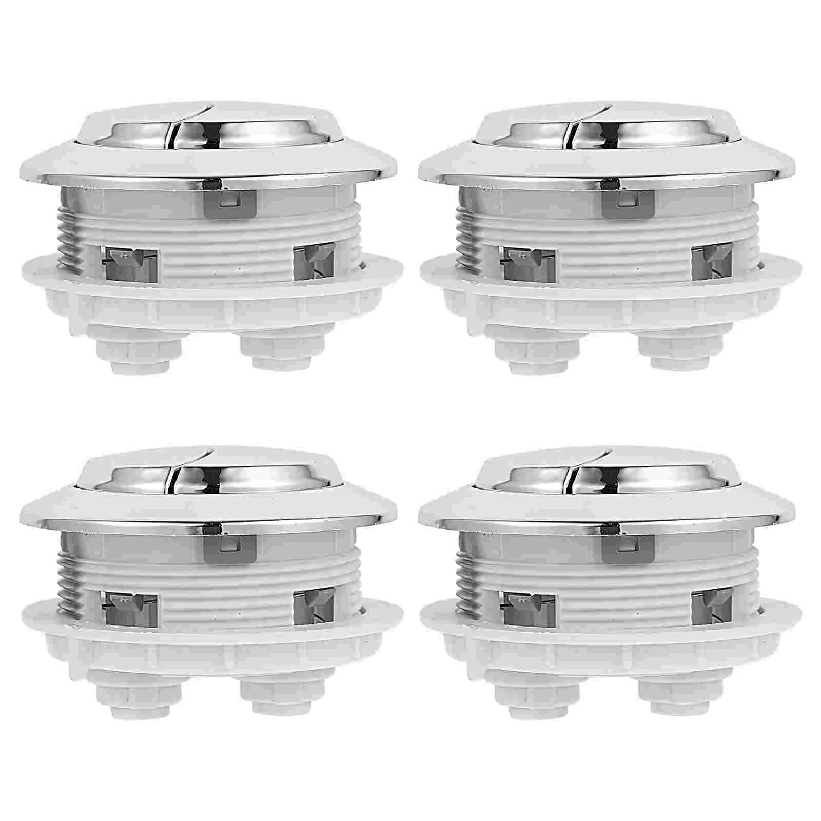 4 Pcs Toilet Tank Button Flush Replacement Set Plastic for Universal Bundle Pack Push Buttons Pp Water