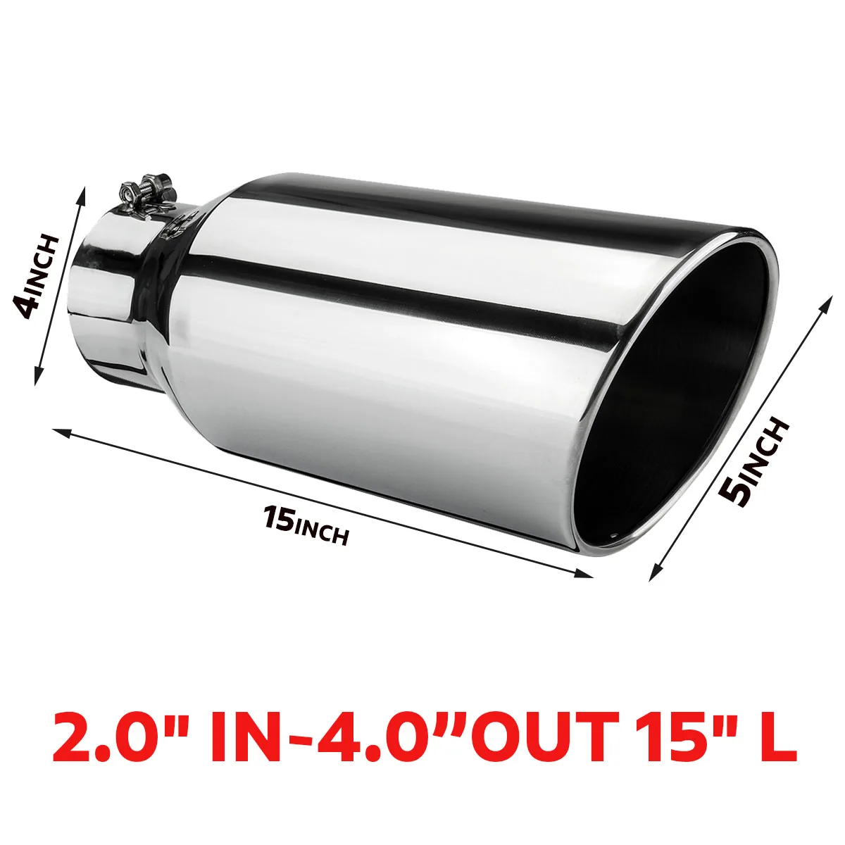 

4-Inch Inlet 6-Inch Outlet Car Straight Exhaust Tail Throat Pipe 15 Inch Length Tailpipe Anti-Corrosive Universal Exhaust Tip