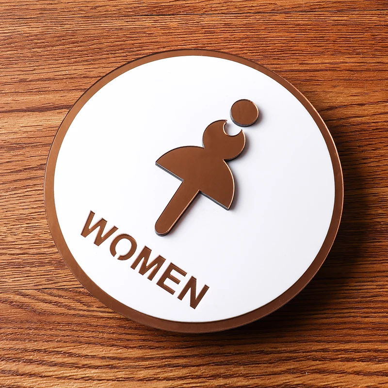 Acrylic WC Men's and Women's Restroom Door Plaque Bathroom Sign Warm Reminder Sign Toilet Signage Door Stickers Self-adhesive