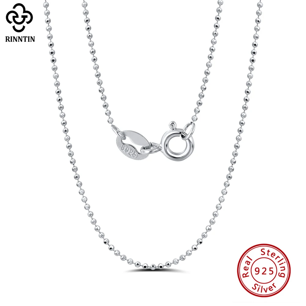 Rinntin 925 Sterling Silver Fashion Ball Bead Chain Necklace for Women 40cm/45cm/50cm Silver Neck Chain Jewelry Gift SC24