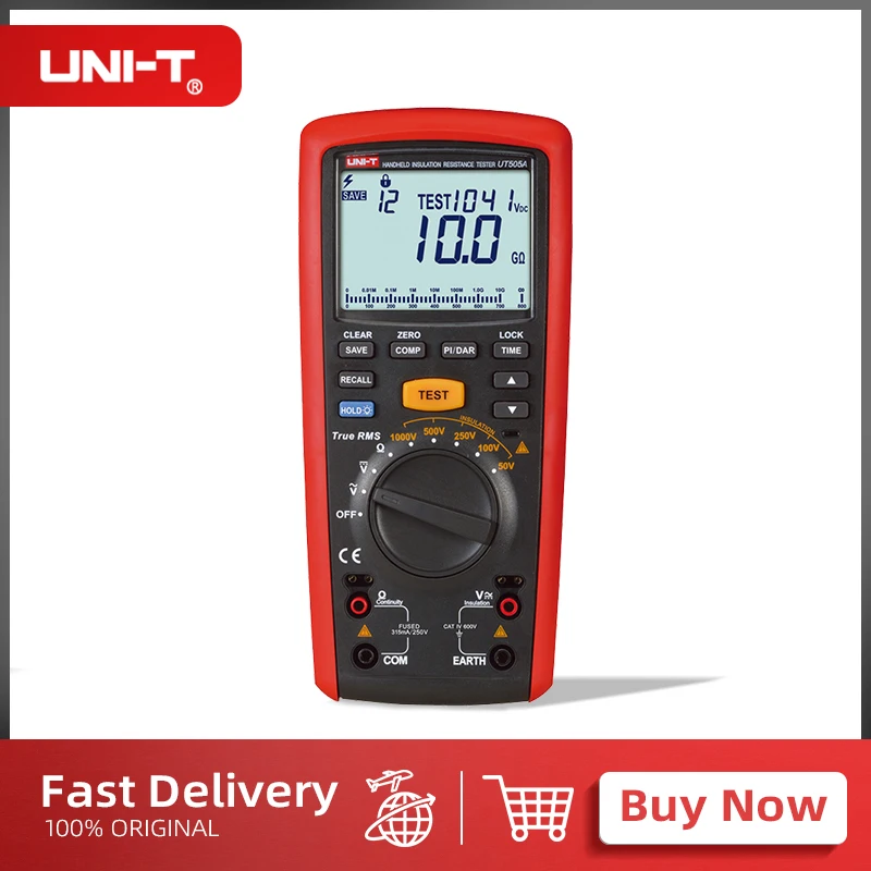 UNI-T UT505A Handheld Insulation Resistance Tester Auto Range True RMS 6000 Display Count Step Voltage DAR