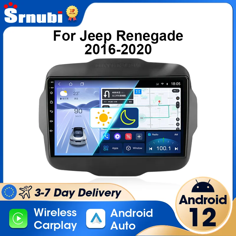 Srnubi 2 Din Wireless Carplay Auto Android Car Radio for Jeep Renegade 2016-2020 Multimedia Player Navigation Head Unit Stereo