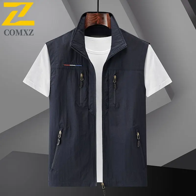 Gilet estivo da uomo 2024 stile sottile multi tasca impermeabile durevole di grandi dimensioni casual gilet da viaggio all'aperto giacca senza maniche da uomo