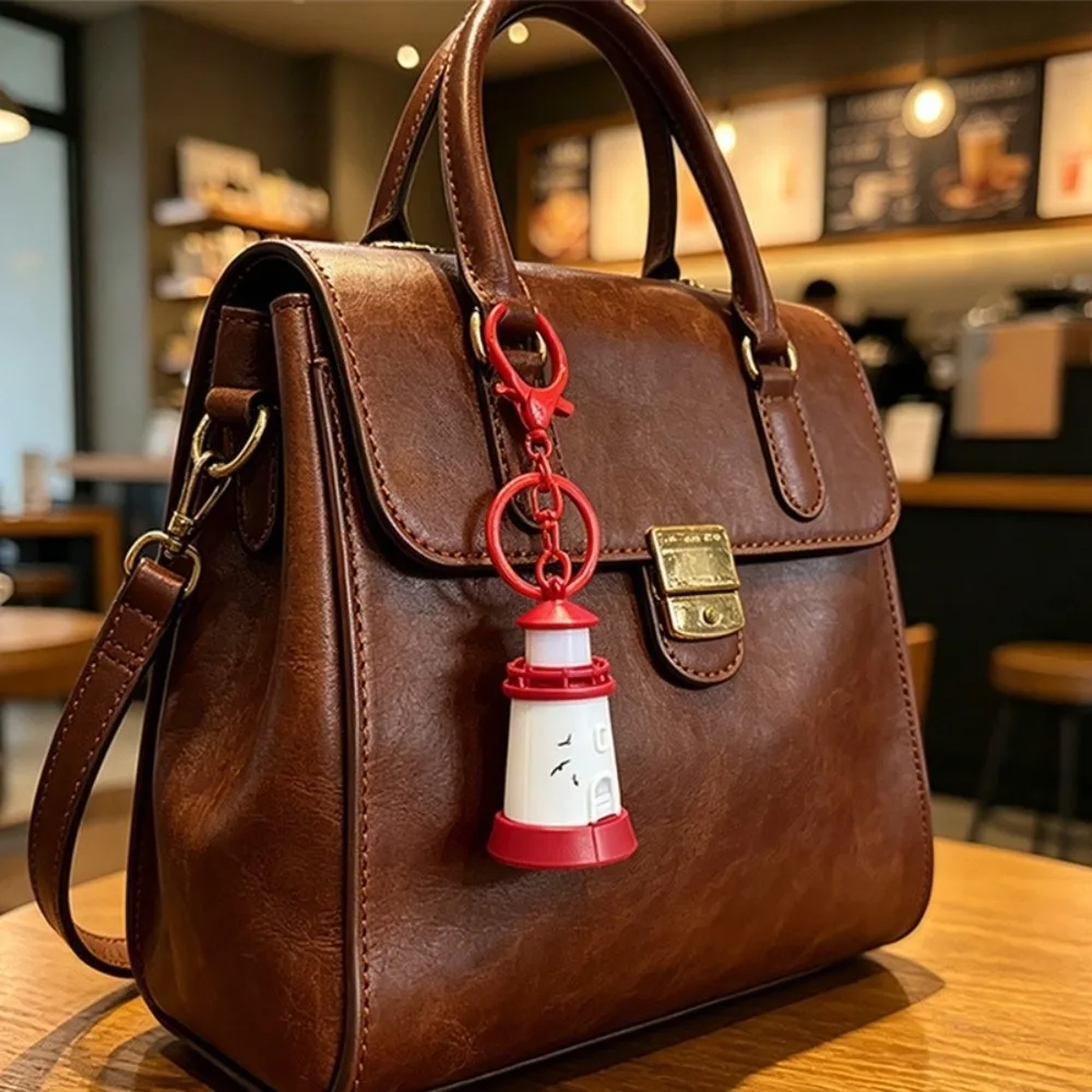 Creative Mini Light-Up Lighthouse Keychain Gift Desk Decor Hanging Keyring Backpack Pendant Small Night Lamp Backpack