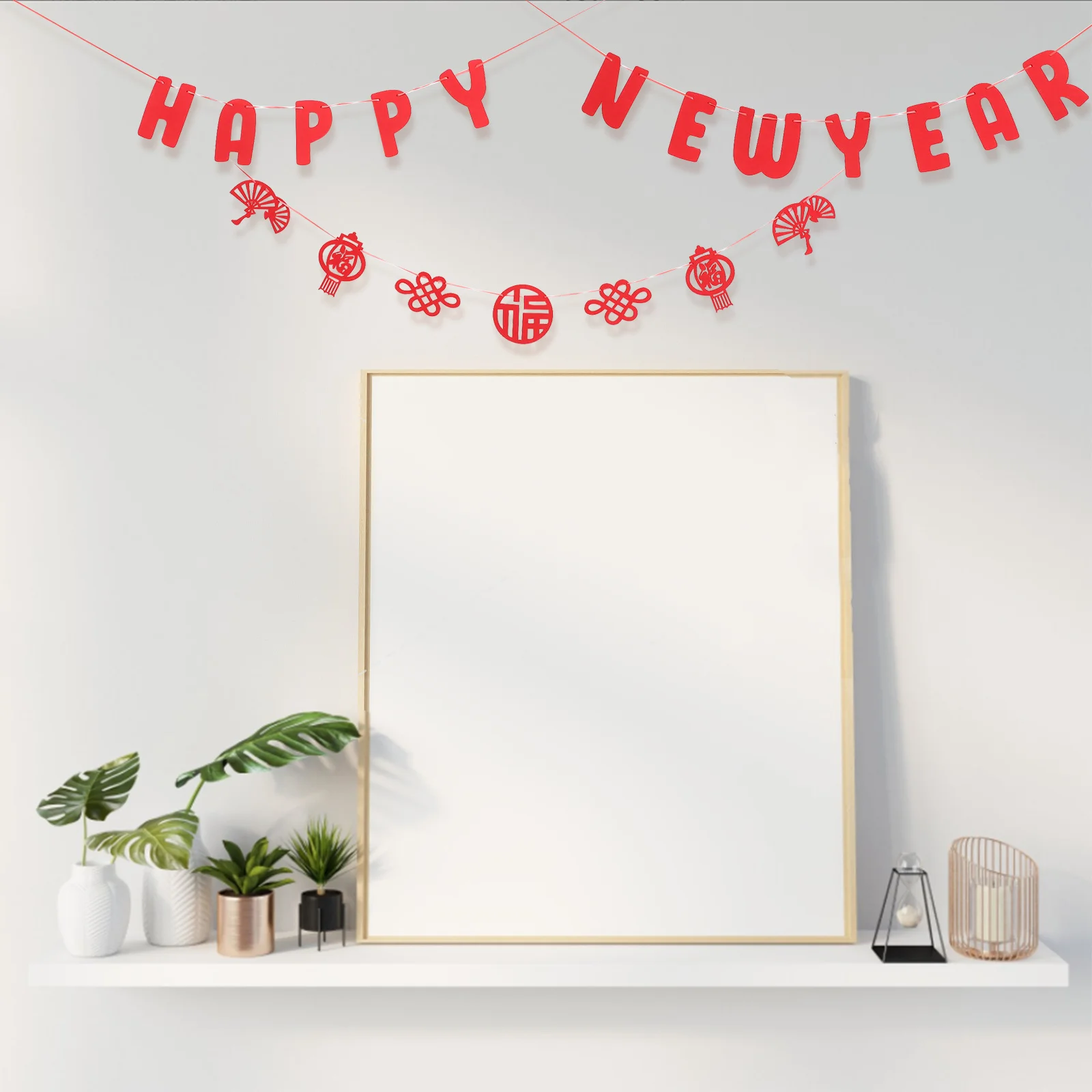 

1Set Cloth New Year Banner Reusable Bright Hanging Bunting for Party Home Window Door Decor Festive Celebration Supplies