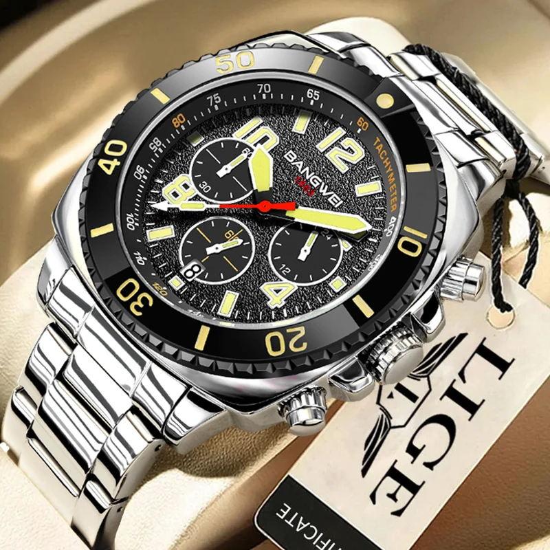 

LIGE Top Brand Luxury Mens Watches Fashion Military Sport Watch For Men Stainless Steel Waterproof Chronograph Quartz Wristwatch