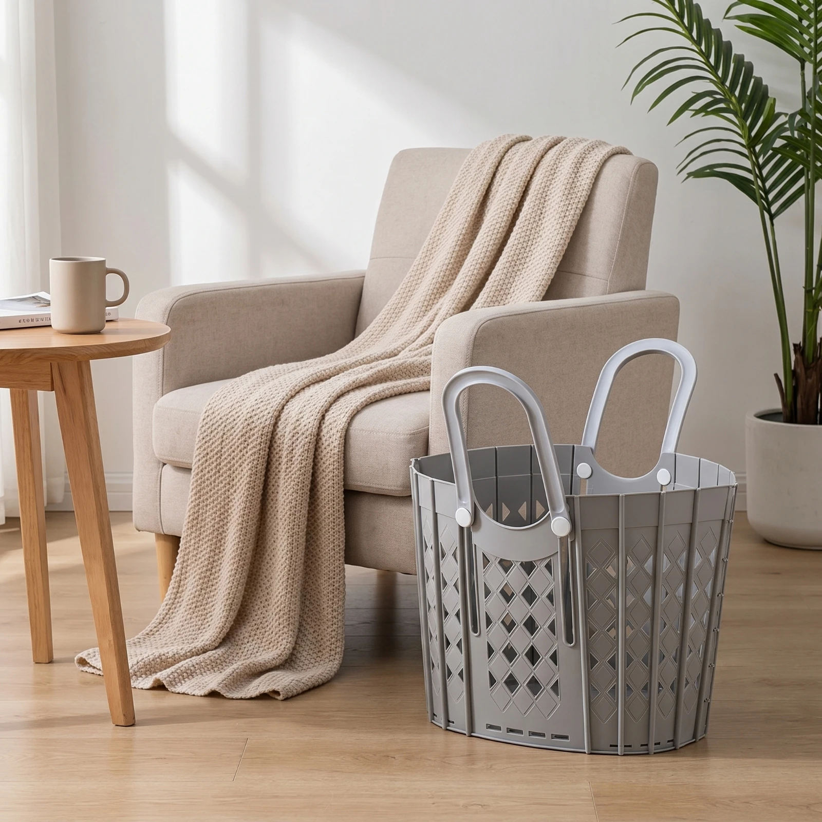 Foldable Laundry Basket Portable Collapsible Laundry Basket Storage Container with Handles Compact Sturdy for Bathroom, Bedroom